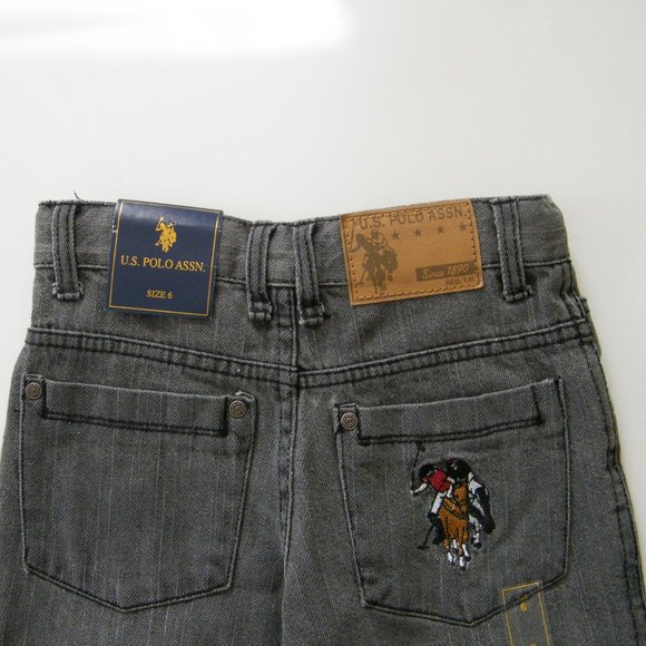 US Polo Assn Jeans Grey Denim Girls Size 6 Logo - Picture 8 of 8